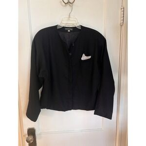 Breckenridge Wool Blend Black Jacket Minimalist Button ILGWU 16 Grannycore